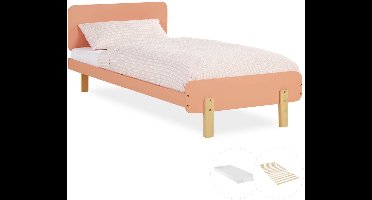 Homestyle4u Kinderbed - 90x200 cm - Houten bed - met matras - Rood