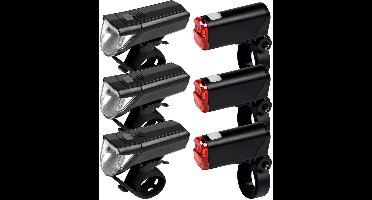 Benson Fietslamp LED set - 3x - voor / achterlicht - waterbestendig IPX4 - inclusief batterijen