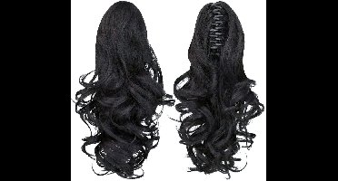 1 stuk zwarte paardenstaart haarextensies, 14 inch paardenstaart klauw clip-in haarextensies paardenstaart kort krullend haar paardenstaart extensies natuurlijke stijl synthetische pruiken voor vrouwen