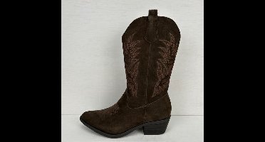 Real leather cowboylaarzen met leuk stiksel bruin Bruin / 38