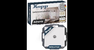 KOPP - Drukschakelaar met Indicatielampje - Athenis HK07 - Inbouw - 1-voudig Enkel Schakelaar - Helder Glans Wit