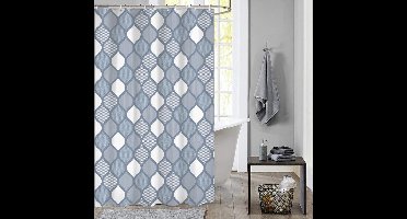 Ibenzoa® Stijlvol geometrisch douchegordijn in blauw voor moderne badkamer