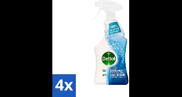 4 x Dettol - Allesreiniger - Spray - Power Badkamer - 100% Ontkalker - 750ml - Badkamerreiniger - Kalkaanslag Verwijderen - Badkamerschoonmaak - Schoonmaakspray - Hygiëne Badkamer