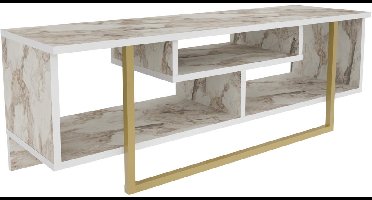 Asir - tv-kast - televisiemeubel - wit/goud – 120 x 40,2 x 35,2 cm