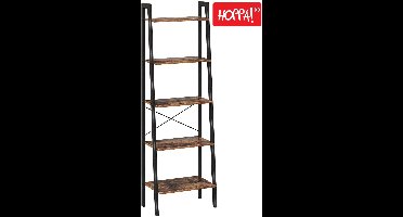 Hoppa! 5-laags ladderkast - Bruin/Zwart - Metaal - 56 x 32 x 170 cm (L x D x H)