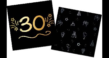 Folat - Servetten shining glam 30 jaar - 16 stuks - 33 x 33 cm