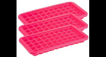Plasticforte Tray met Cocktail ijsblokjes - 4x stuks - ijsklontjes vormen - 50 vakjes - kunststof - roze