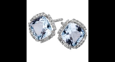 Orolino Ohrringe Gold 585 mit Blautopas (beh.) + 40 Brillanten zus. 0,16ct.