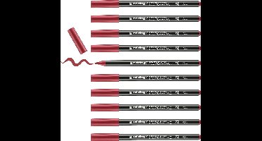 edding 4200 porseleinstift - karmijnrood - 10 pennen - penseelpunt 1-4 mm - viltstift voor het schilderen en decoreren van keramiek, porselein - vaatwasmachinebestendig, lichtechte inkt, sneldrogend