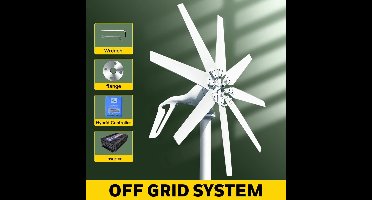 Windturbine - Windmolen - Windenergie - Windturbine Generator - met Off Grid Systeem 1 - Energieopwekking - 3 Bladen - 1000W - 24V - Horizontale Windmolen - Voor Huis – Sterke Windkracht