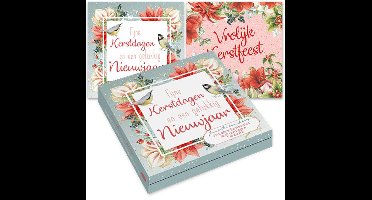 Janneke Brinkman kerstkaartenmapje - Boomklever & Koolmees - Rode kardinaal roze