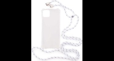 Shop4 - Oppo A73 5G Hoesje - Zachte Back Case met Koord Multi Wit