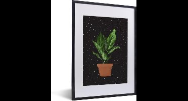 Fotolijst incl. Poster - Kamerplanten - Bloempot - Stippen - 30x40 cm - Posterlijst