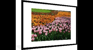 Fotolijst incl. Poster - Gekleurde tulpen in de Keukenhof - 120x80 cm - Posterlijst
