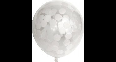 Ballonnen - Confetti - Wit - 30cm - 6st.