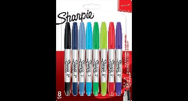 Sharpie-permanentmarker met twee verschillende punten | Fijne en ultrafijne punt | Diverse kleuren | 8 stuks