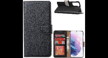 Hoesje Geschikt Voor Samsung Galaxy S21 Ultra Hoesje Geschikt Voor Samsung Galaxy S21 Portemonnee bookcase met Pasjeshouder - Zwart