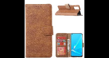 Hoesje Geschikt voor Oppo Reno 4 Hoesje met Pasjeshouder booktype case Bruin