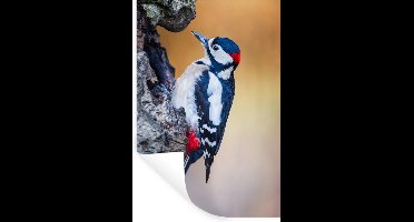 Muurstickers - Sticker Folie - Close-up van een grote bonte specht op een boomstam - 20x30 cm - Plakfolie - Muurstickers Kinderkamer - Zelfklevend Behang - Zelfklevend behangpapier - Stickerfolie