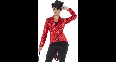 Smiffys - Sequin Tailcoat Kostuum Jacket - S - Rood
