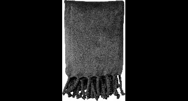 Dutch Decor - FLORIJN - Plaid 150x200 cm - grote fleece plaid met flosjes - Charcoal Gray - antraciet