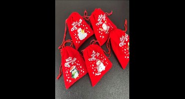 S&E 12 stuks Kerstcadeauzakjes met Trekkoord - Voor Snoep, Sieraden en Feestgeschenken