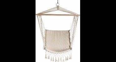 Lesliliving Hangstoel Macramé - 90 cm x 70 cm x 115 cm- Beige