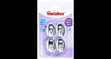 Metaltex Plakhaken Set van 4 Stuks Verchroomd - Zelfklevende Wandhaken voor Badkamer en Keuken