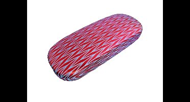 NTB Luxe Brillenkoker – Hardcase – Rood met Blauwe Zigzagprint – afmeting: 16 x 6 x 3.5 cm.
