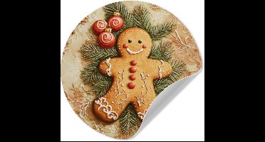WallCircle® - Behangcirkel 30x30 cm - Muurstickers Kerstmis - Koekje - Poppetje - Speculaas - Muurcirkel woonkamer - Wandcirkel - Kamer decoratie zelfklevend - Muurdecoratie - Kerstdecoratie voor binnen - Kerstversiering - Kerstmis versiering