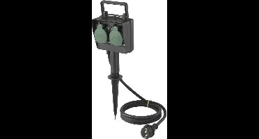 Sygonix SY-5231004 Buitenstopcontact 2-voudig Zwart, Standaard-groen (zijdemat) Aanraakbeveiliging