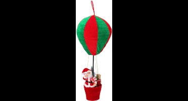Home & Styling Kerst Hangdecoratie Kerstman in ballon - 25cm - Rood/Groen
