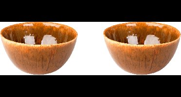 Palmer - Rustique - Schaal - Kom - 2 stuks - 70 cl - ø 15 cm - Bruin - Stoneware - Bordenset