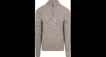Suitable Half Zip Pullover Boiled Wool Taupe - Maat XXL - Heren - Quarter zip - Schipperstrui met rits - Volwassen mannen