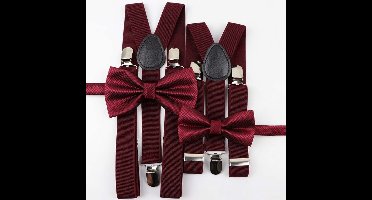 Junior en senior donkerrode bretels met donkerrood strikje - Heren bretels - volwassenen - kinderen - vlinderstrikje