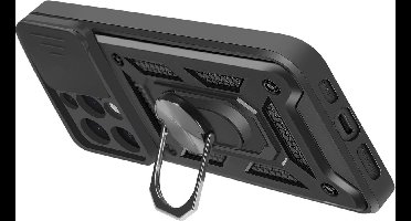 Mayaxess, Dekking Geschikt voor Apple iPhone 16 Pro Ringsteun Glijdende Cameradekking, Zwart