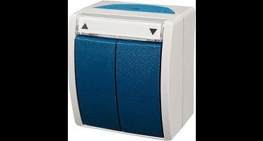 ABB Busch-Jaeger Ocean IP44 opbouw jaloezieschakelaar 10A 250V - grijs/blauwgroen (2601/4 W-53)