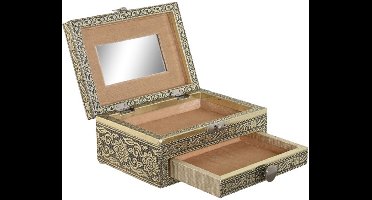 ITEM Sieradenkistje Dubai - 17x12x8 cm - champagne goud - met spiegel - 1 vak en lade