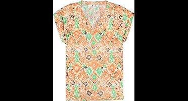 GARCIA Dames All over print T-shirt Bruin Korte mouw
