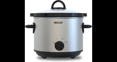 SOGO Slowcooker Geschikt voor 4 Personen - 3 Liter - 3 Kookfuncties - 170W - RVS