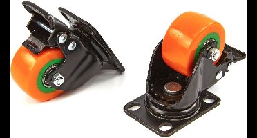 4 Stuks Profi 50 mm Zwenkwiel met Voetplaat (80 KG Belasting per stuk)