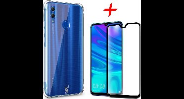 Transparant Hoesje geschikt voor Huawei P Smart 2019 met Versterkte Rand Shockproof TPU Siliconen Case + Screen Protector Full-Screen Tempered Glass iCall