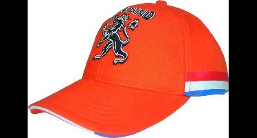 Holland Luxe Sandwich Cap - 6 panel oranje baseball cap met de Nederlandse leeuw erop geborduurd. baseballcap