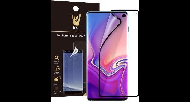 Screenprotector geschikt voor Samsung Galaxy S10e | Glas PET Folie Screen Protector Zwart iCall | Full-Screen