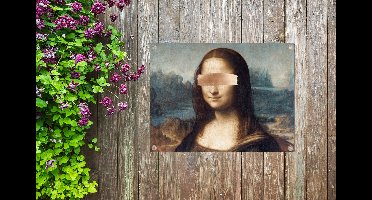 Tuin decoratie Mona Lisa - Leonardo da Vinci - Rosegoud - 40x30 cm - Tuindoek