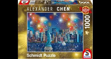Vuurwerk bij het Vrijheidsbeeld, 1000 stukjes Puzzel