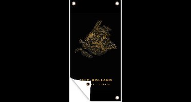 Tuinposter Zuid-Holland - Black and gold - Plattegrond - 30x60 cm - Stadskaart - Tuindoek