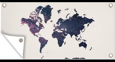 Tuinposter Wereldkaart - Sterren - Ruimte - 60x30 cm - Tuindoek