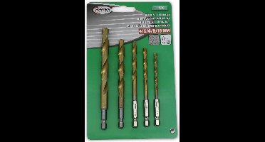 Hofftech Boorset met titanium coating - 5 maten - 4-10 mm - HEX bitaansluiting