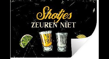 Muurstickers - Sticker Folie - Shotjes - Glazen - Citrus - Quote - 30x20 cm - Plakfolie - Muurstickers Kinderkamer - Zelfklevend Behang - Cadeau voor vrouw - Cadeau voor man - Zelfklevend behangpapier - Stickerfolie
